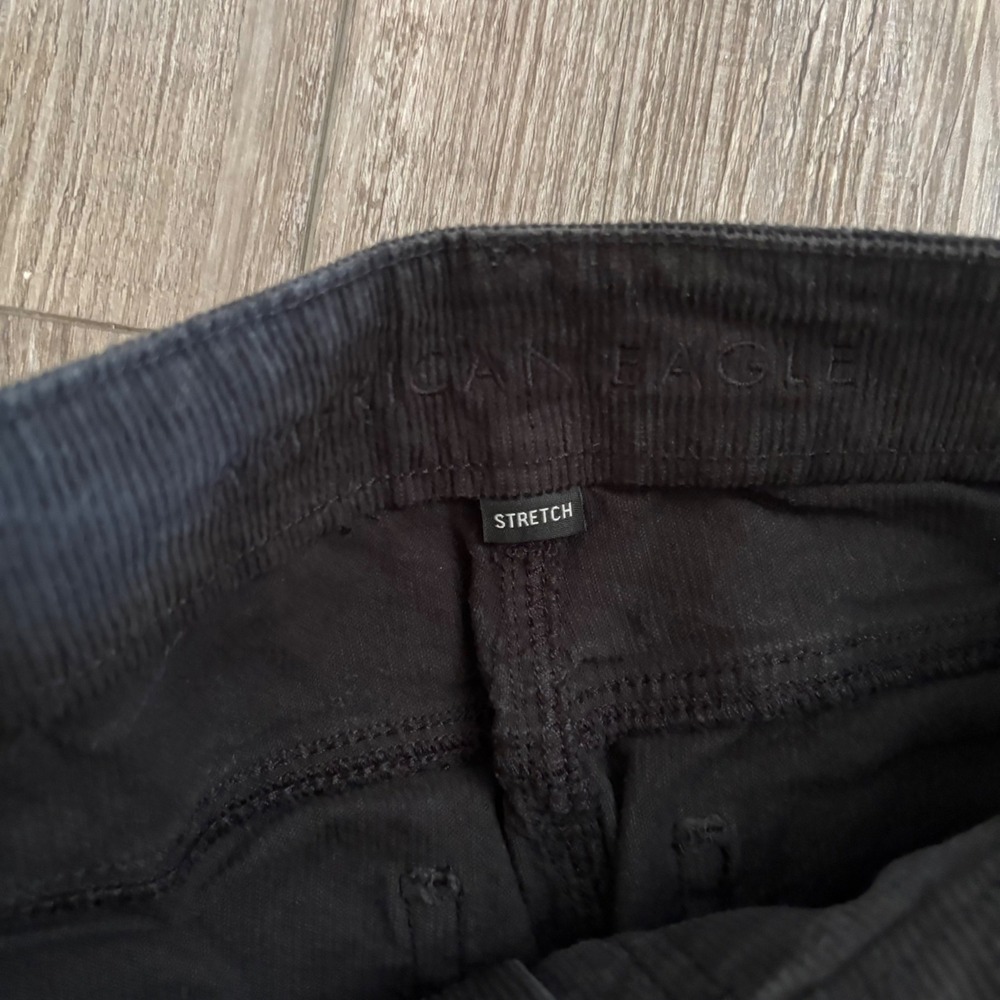 American Eagle Corduroy Flare Pants Womens 4 Black Stretch High Rise Boho - Picture 4 of 5